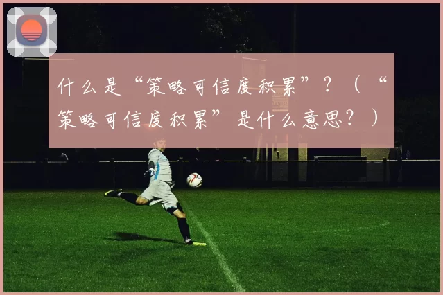 什么是“策略可信度积累”？（“策略可信度积累”是什么意思？）